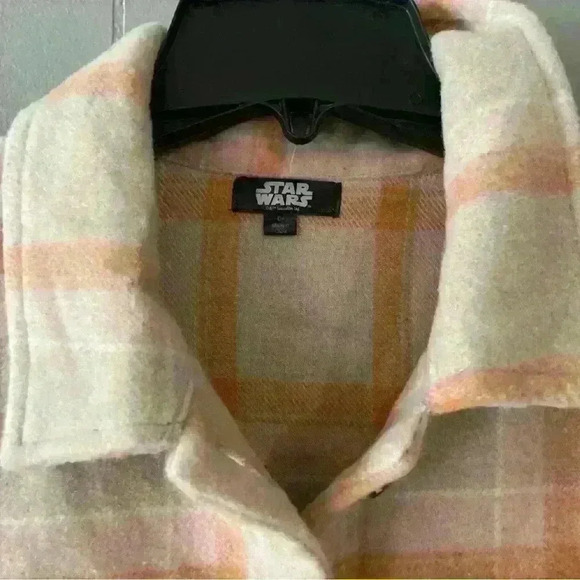 Star Wars Girls Plaid Button Up Grogu Size L - Picture 2 of 3